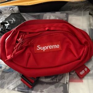 Supreme Red Belt Bag with Iconic Logo
